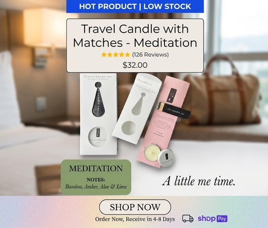 Mindful Escape: Travel Candle with Coordinated Matches - Meditation Collection