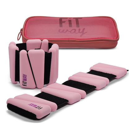 FITWAY Adjustable Silicone Ankle & Wrist Weights – 1 Pair (2 lbs, Pink)