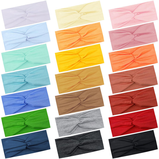 FEQO 21-Piece Stretchy Turban Headbands Set