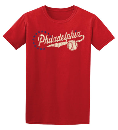 J2 Sport Philadelphia Baseball T-Shirt – Men & Women Short Sleeve Sport Shirt Red